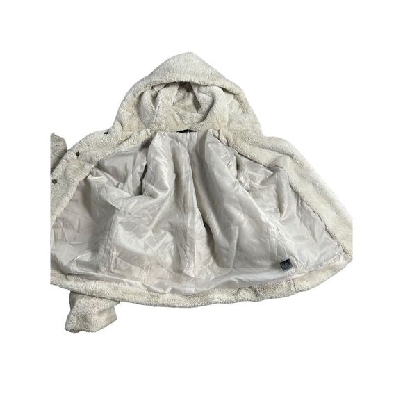 Vera Wang Size Large Ivory Faux Fur Shell Waist Length Coat Luxury Designer - Picture 10 of 13